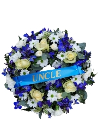 Blue and White Wreath